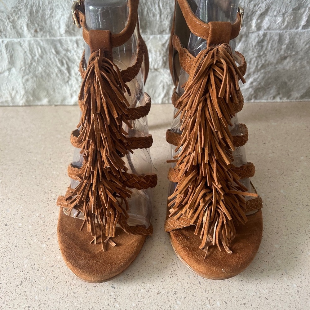 Antonio Melani Camel Fringe Heels